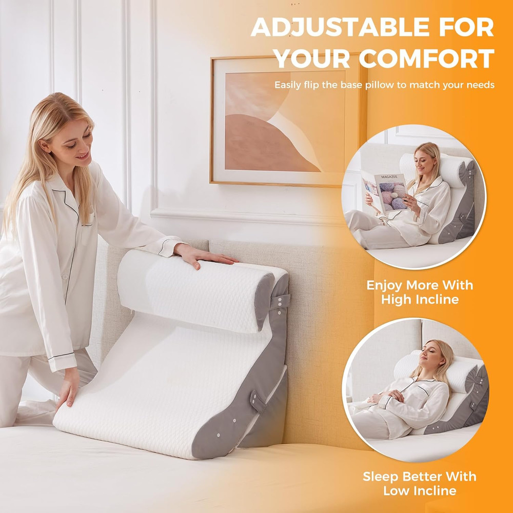 3PCS Wedge Pillow Set for after Surgery, Adjustable Back Pillow for Bed Sitting