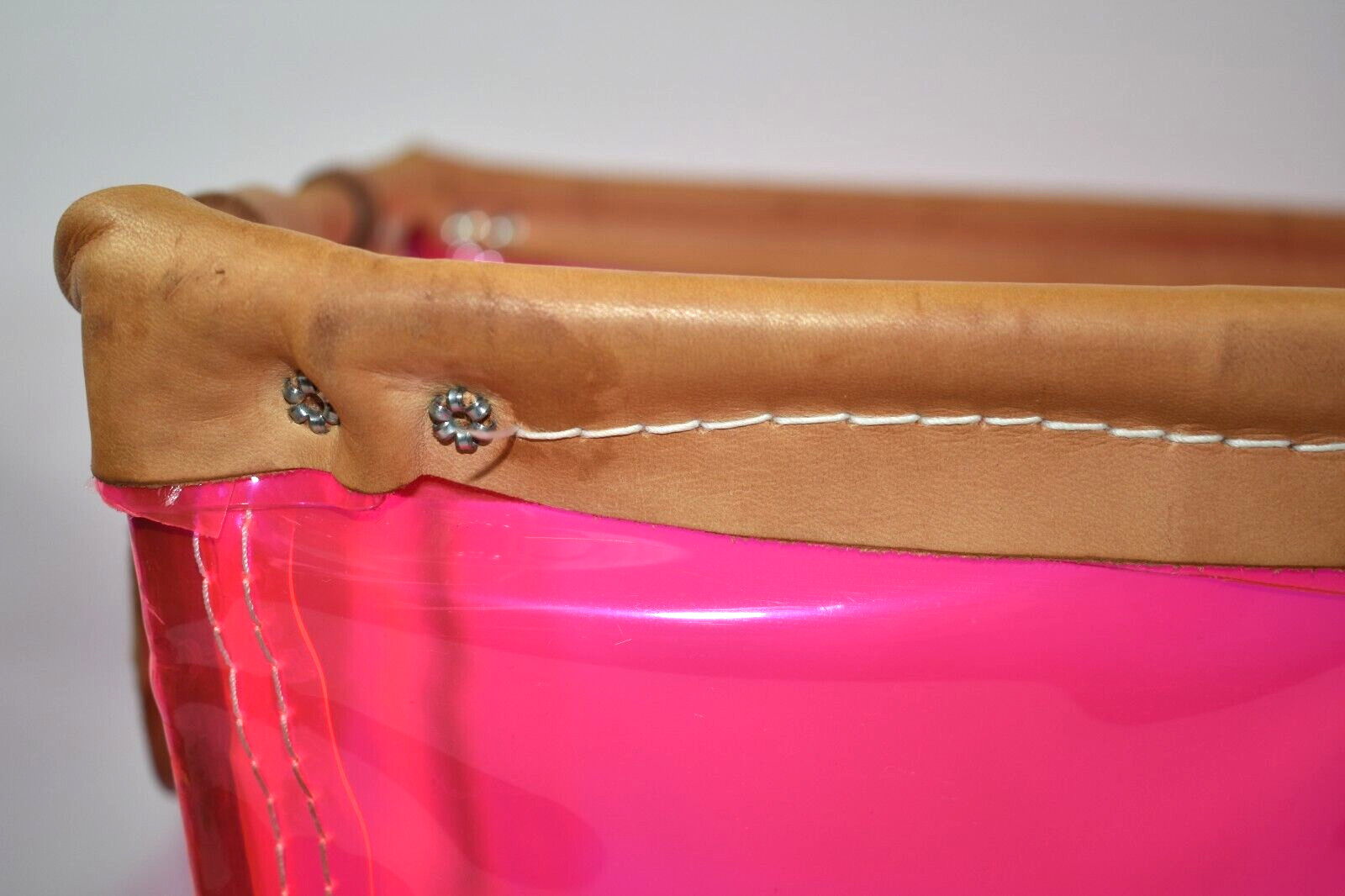 Victoria's Secret VS Barbie Pink Store Display Storage Bin Basket Leather Handle