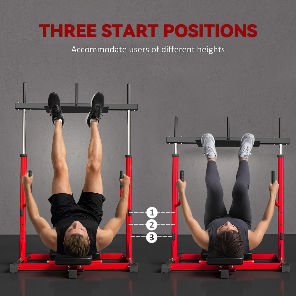 Vertical Leg Press Machine Adjustable Backrest 1" Plate Compatible, Red