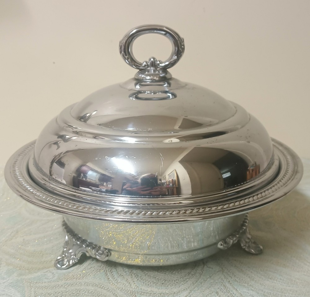 Footed Silver Plate Chafing Dish Hallmarked K S In