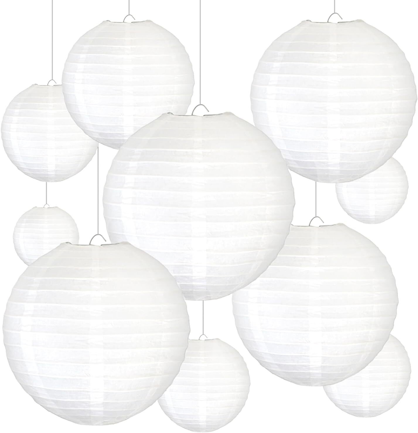 Novelty Place 10pcs White Paper Lanterns - Great Home Party Wedding Decorations