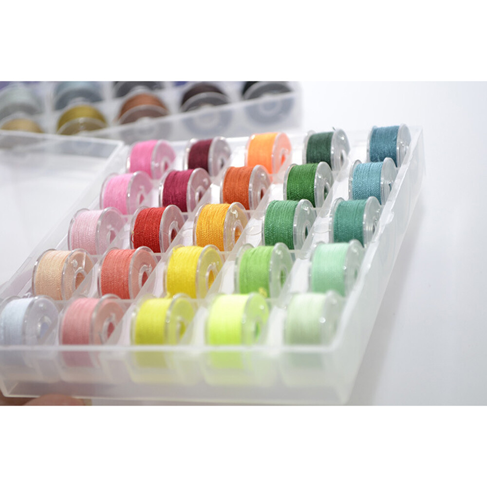 25X Sewing Machine Bobbins Thread Spools Case With Threads for Sewing Machine