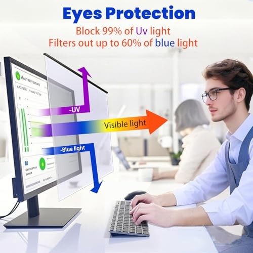 Blue Light Blocking Screen Protector for 32" 16:9 Computer Monitors, Removable