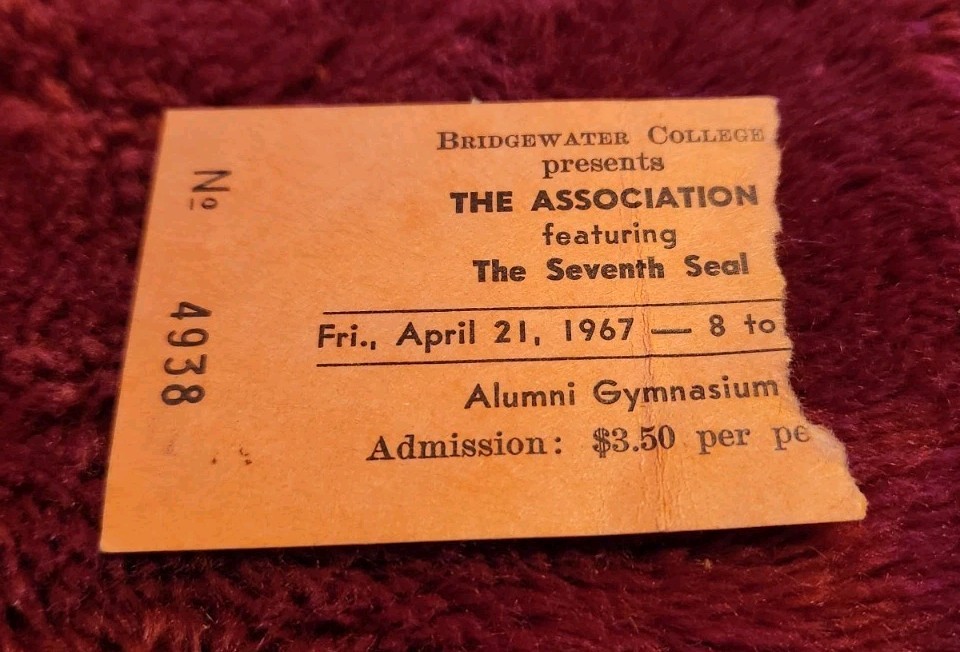 VTG The Association Ticket Stub 1967 The Seventh Seal Bridgewater College VA
