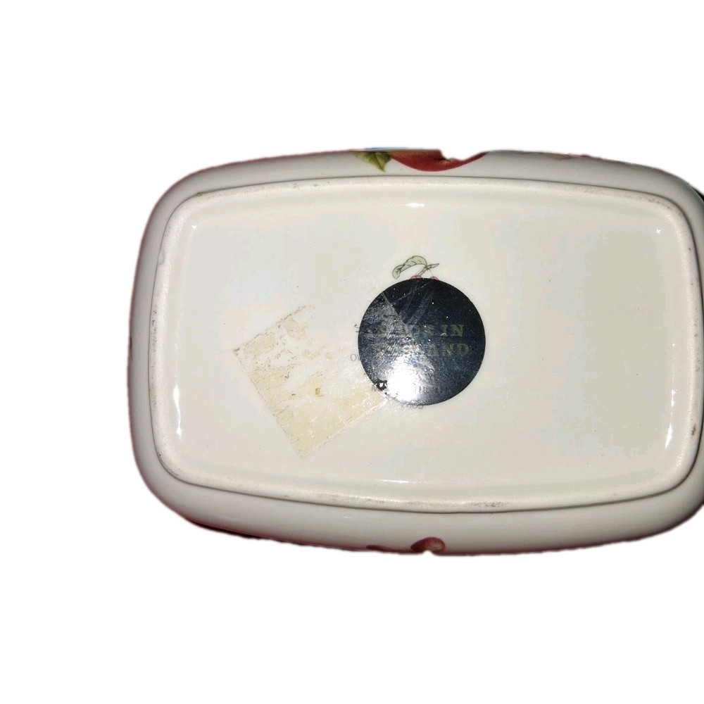 White/Green Rectangular Casserole Dish with Lid, Fruit Pattern