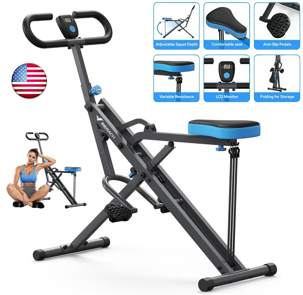 MERACH Squat Machine Adjustable Resistance Glutes Workout Foldable Easy Setup