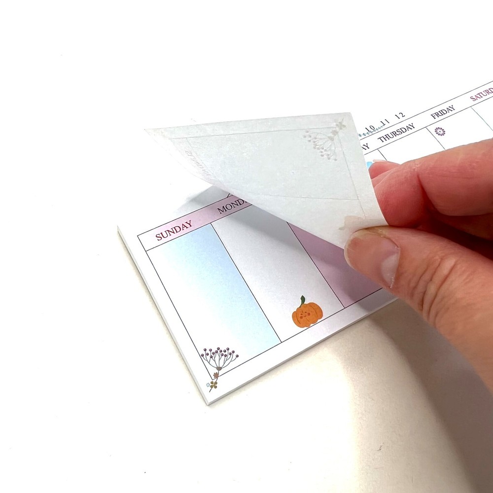 Fall Weekly Calendar Sticky Note Pad Planner Calendar
