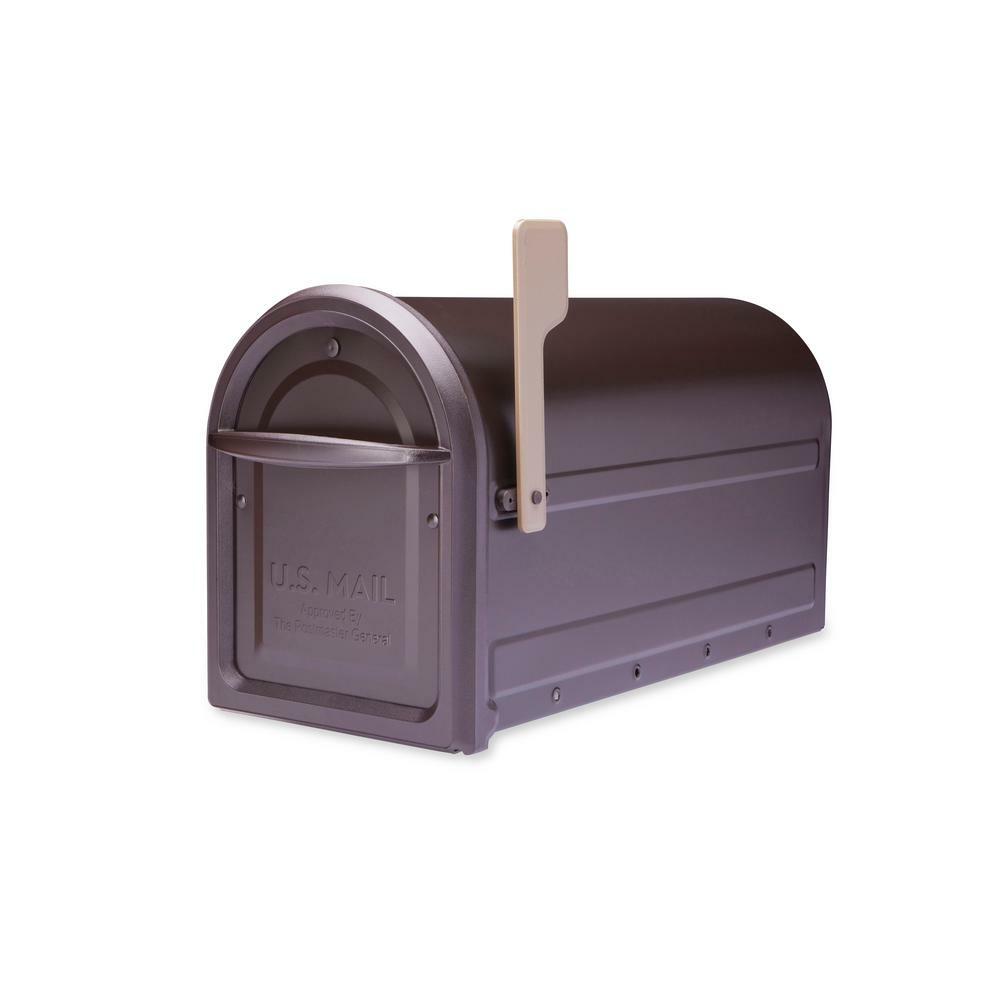 Architectural Mailboxes Post Mount Mailbox Large Galvanized Steel Champagne Flag