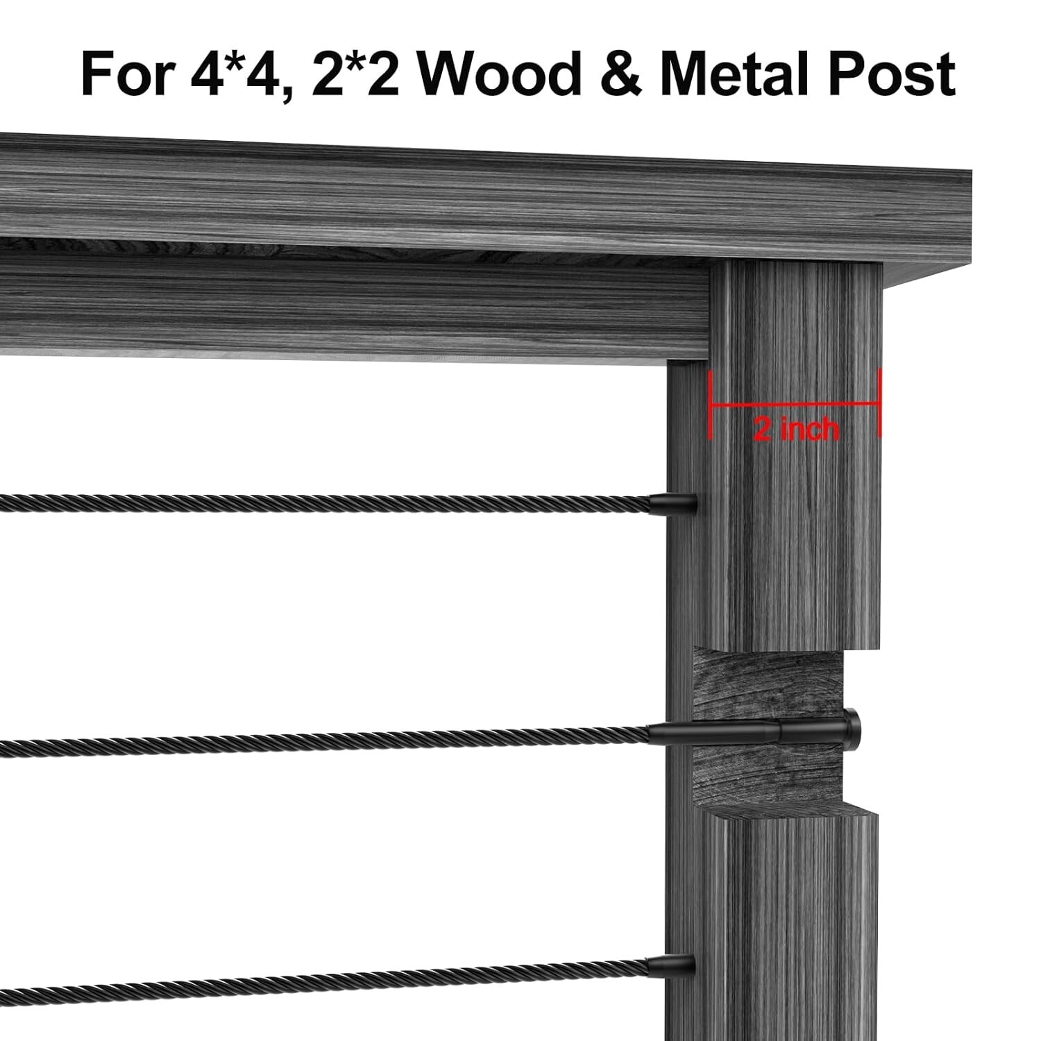 Black T316 Stainless Steel Swage Invisible Receiver End Fitting 3/16" Cable rail