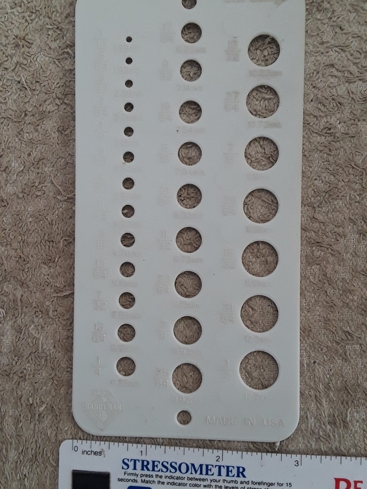 NOS Plastic Drill Guage 1/16" - 1/2" Made in USA
