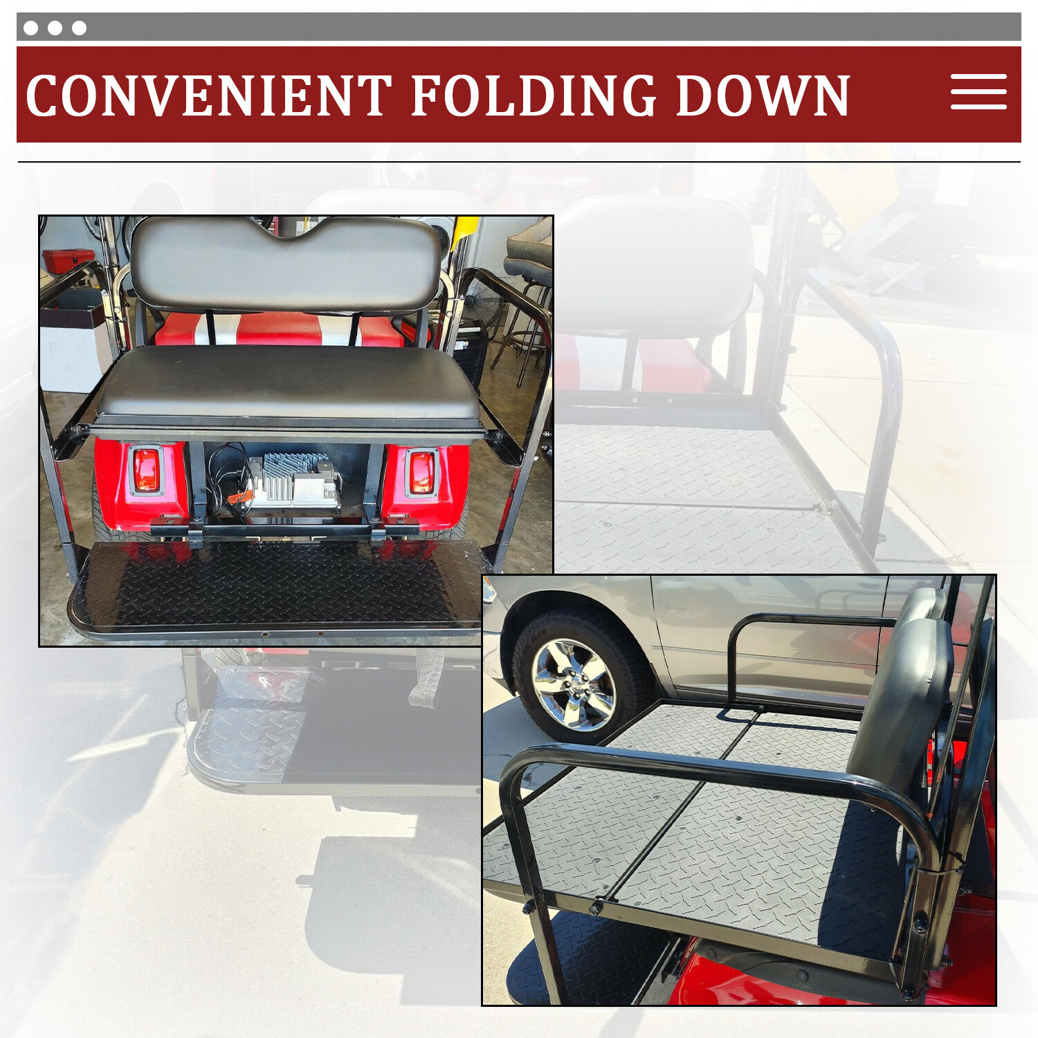 Rear Flip Seat Kit Back seat For 2000-2013 Club Car DS Golf Cart Folding Black