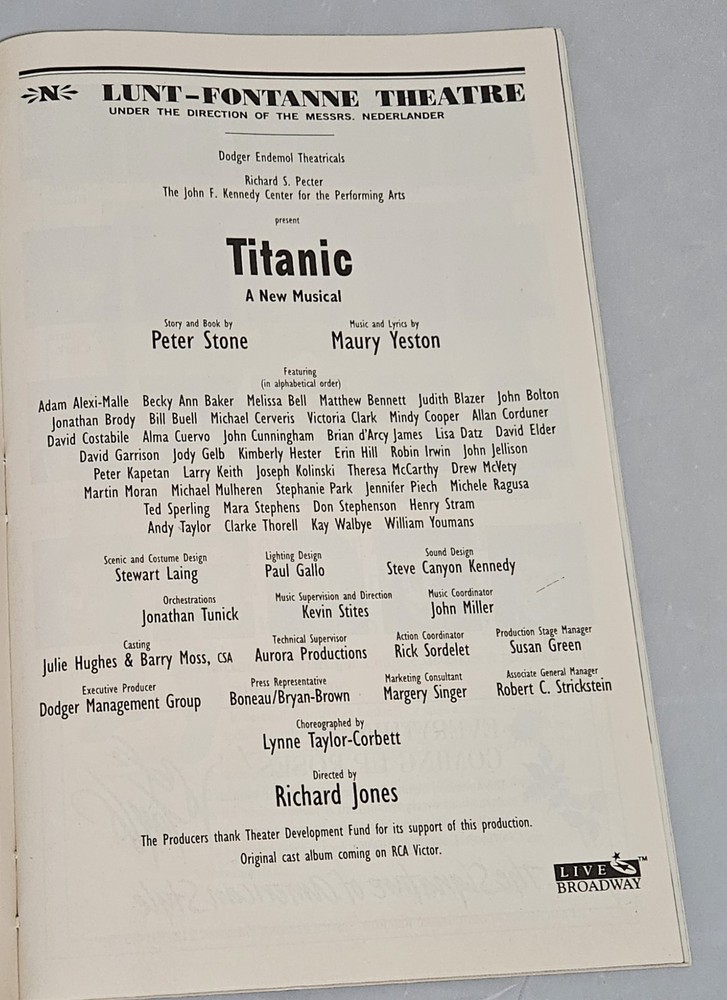 Titanic Playbill April 1997