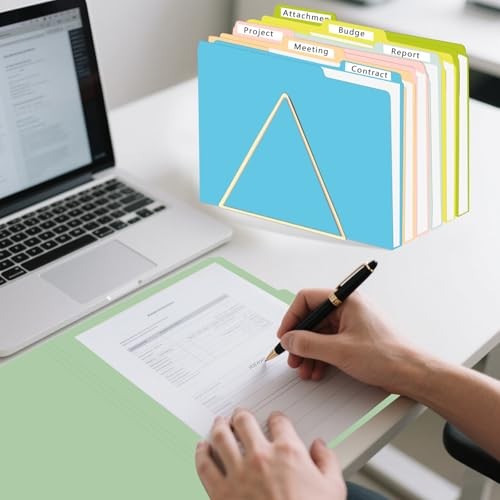 File Folder, 120 Pack 1/3 Cut Tab File Folders, Letter Size, Assorted 10
