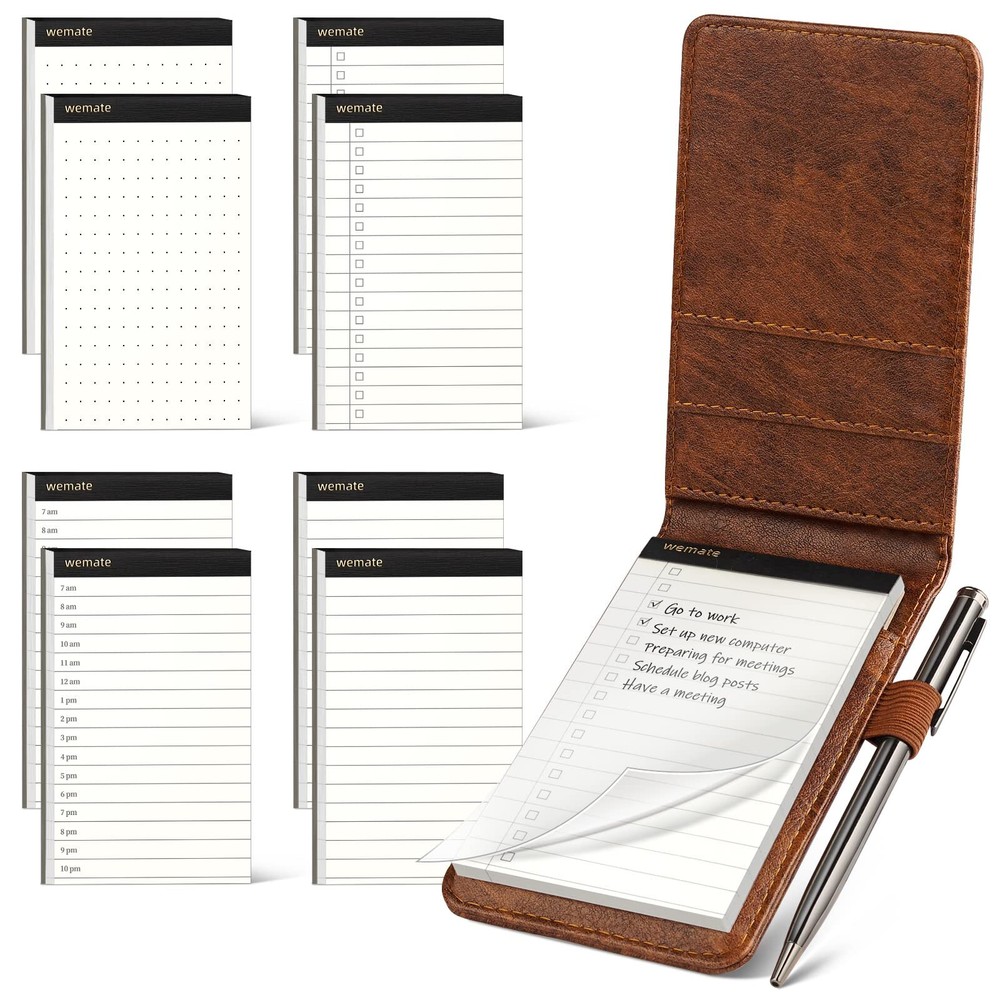 3x5 Inch Small Notepad Holder with 8 Pack 30 Sheets Notepad Refill and Pen