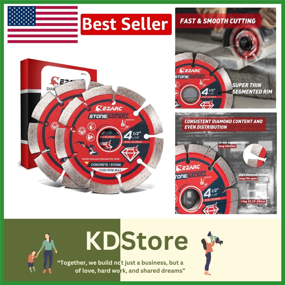 Stone Master 4.5" Segmented Diamond Blade – Fast, Precise Cutting for Masonry...