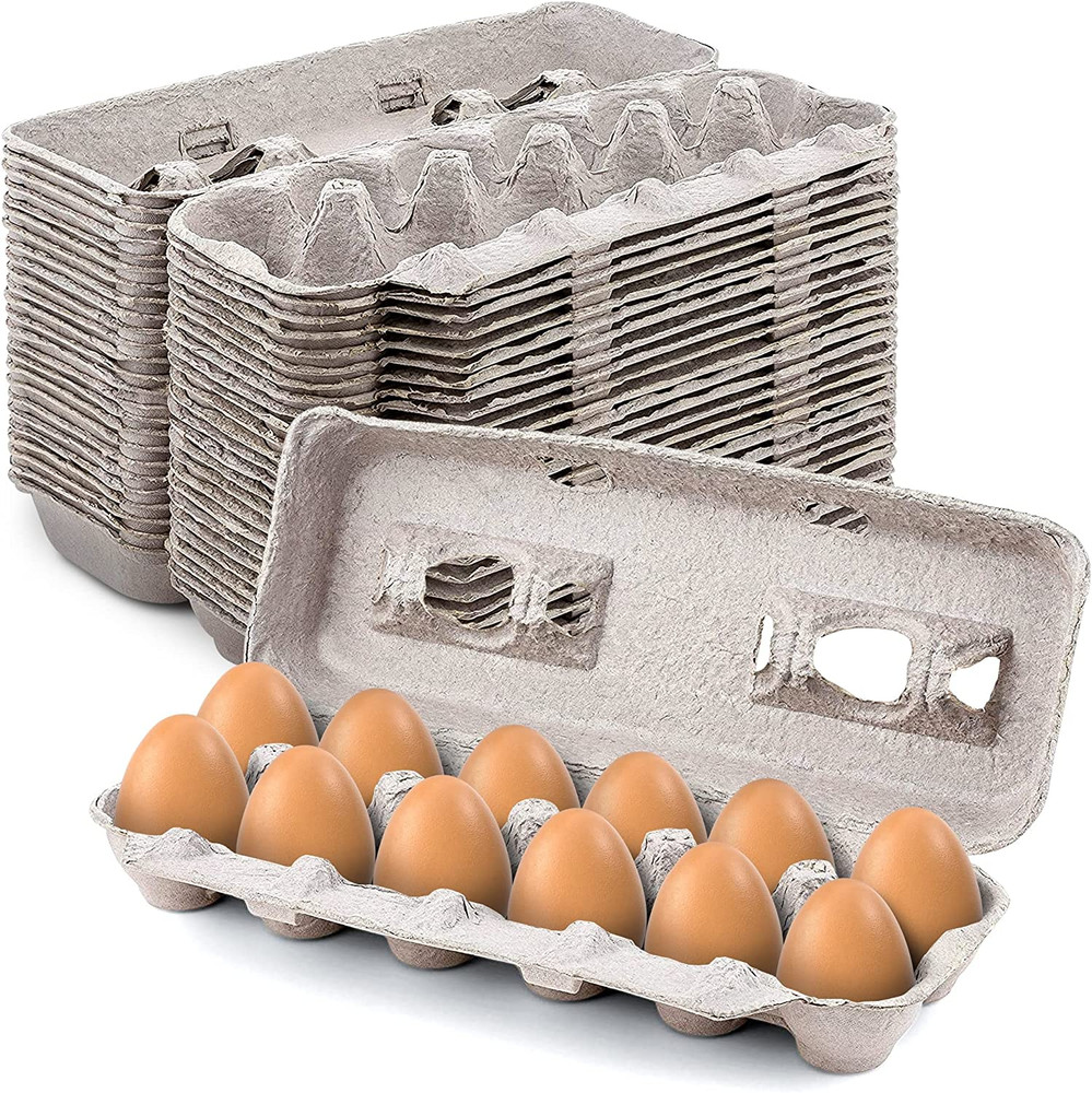 Recycled Pulp Egg Cartons Holds 12 Eggs Reusable Stackable Empty Egg Boxes 25 PK