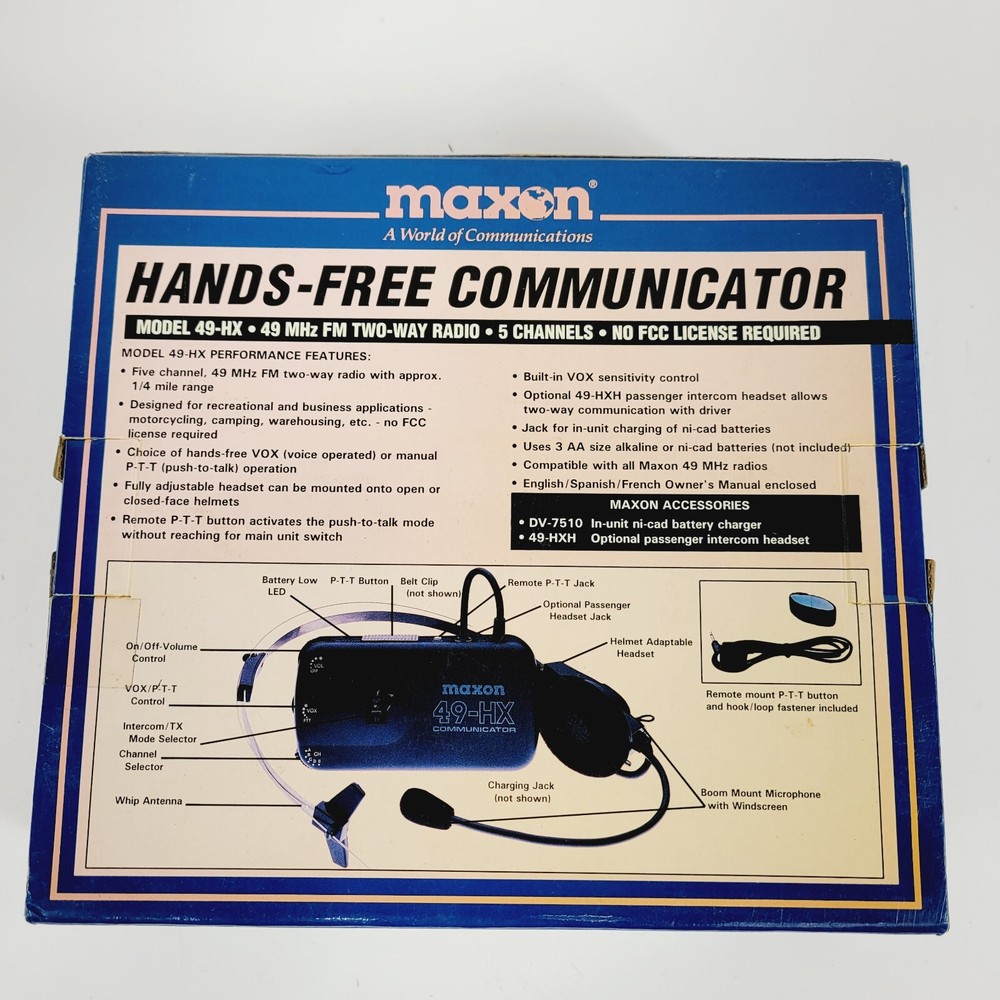 Maxon 49-HX 2 Way Hands-Free Communicator Helmet Adaptable Headset