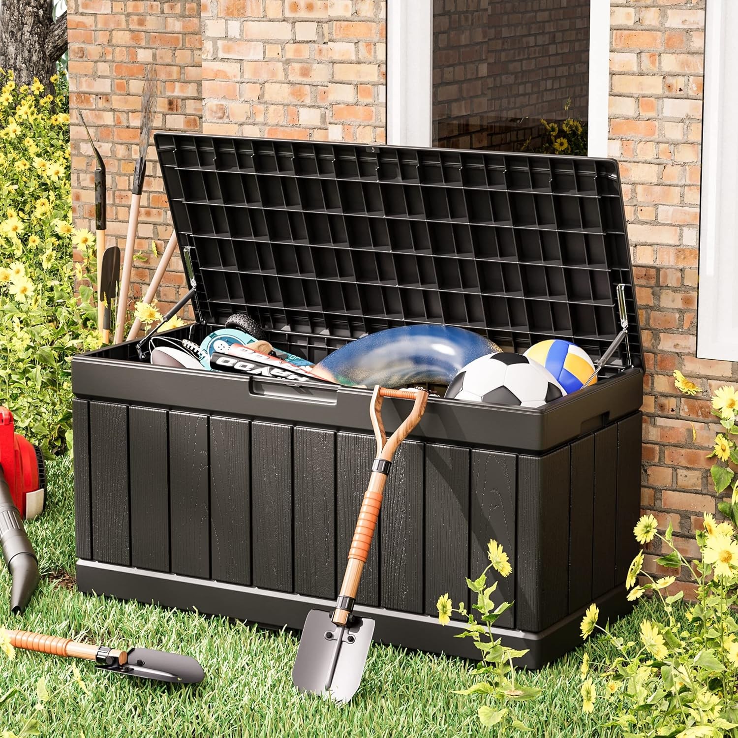 82 Gallon Resin Deck Box All Weather Large Outdoor Storage Patio Furniture Toys