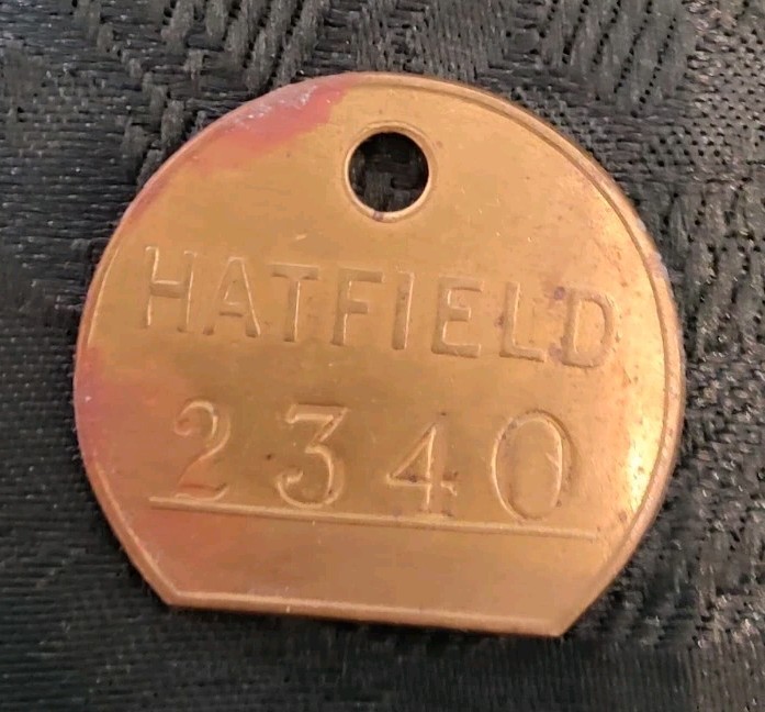 Colliery Pit Check Tally - marked HATFIELD 2340