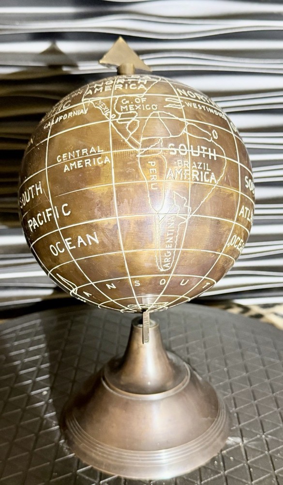 Vtg Brass World Globe. 478