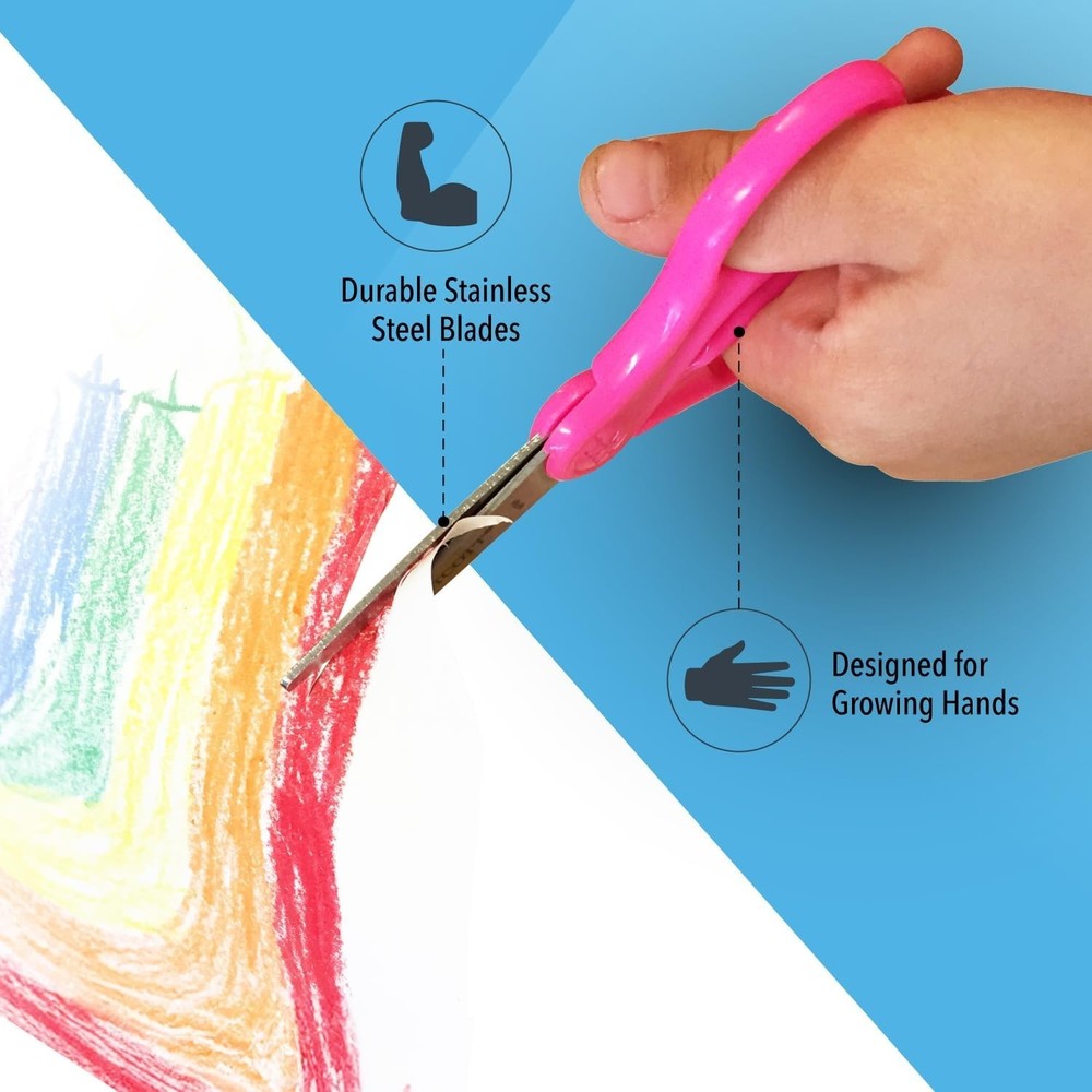 5" Hard Handle Kids Scissors, Blunt, Assorted Colors, 2-Pack