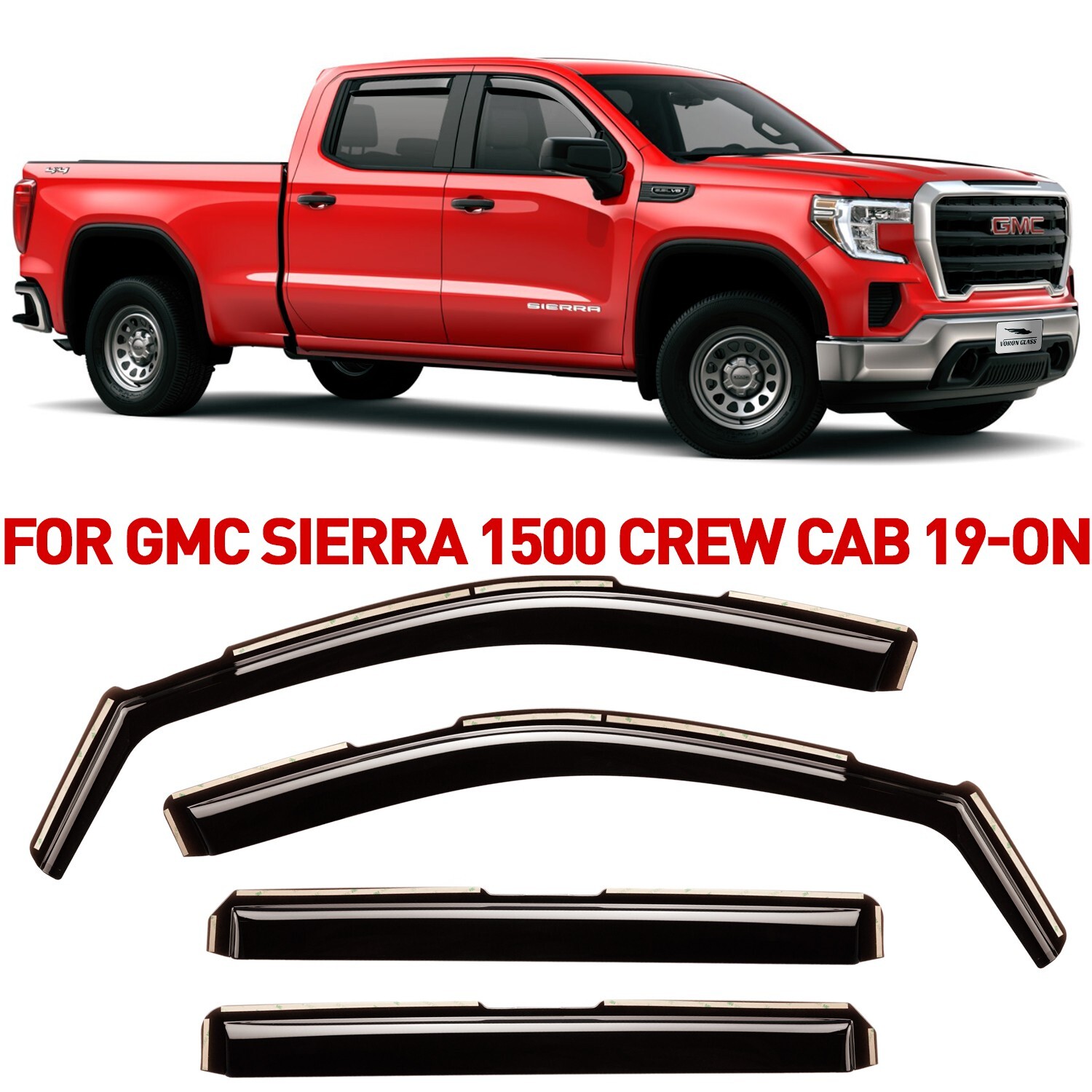 Rain Guards Vent Visors Shade for 2019-2024 GMC Sierra Crew Cab 1500