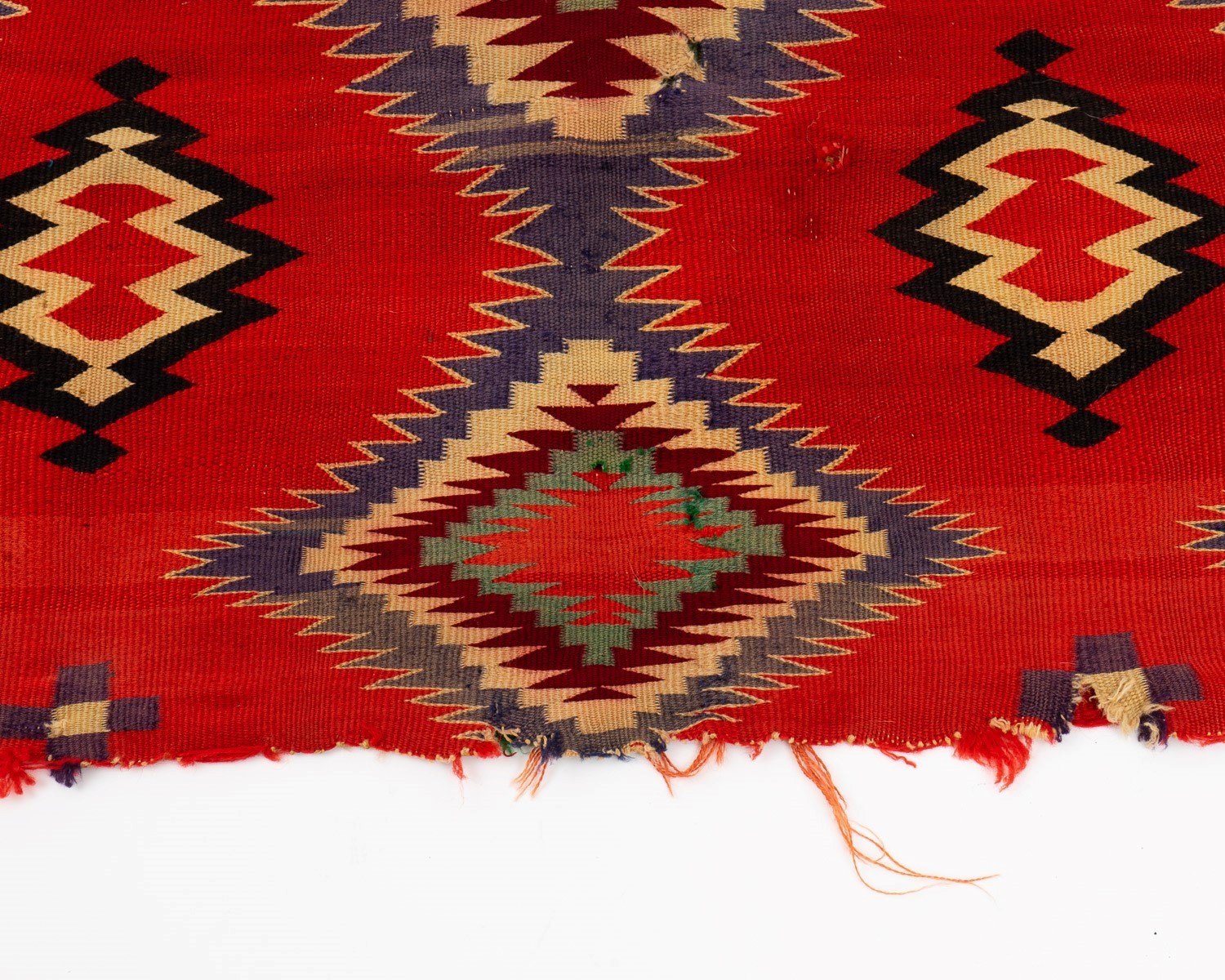 Beautiful Antique Navajo Germantown Panel Saddle Child's Blanket Rug 50" x 36.5