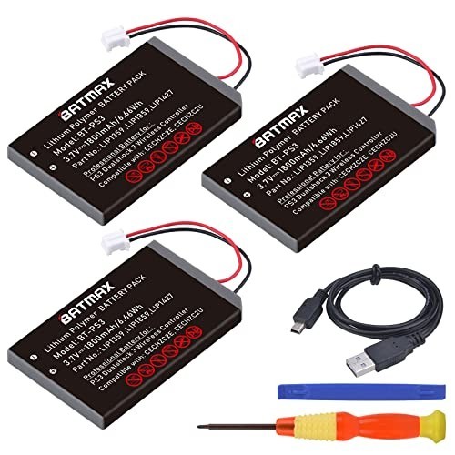 3-Pack 1800mAh Battery Replacement for PS3 DualShock 3 Wireless Controller