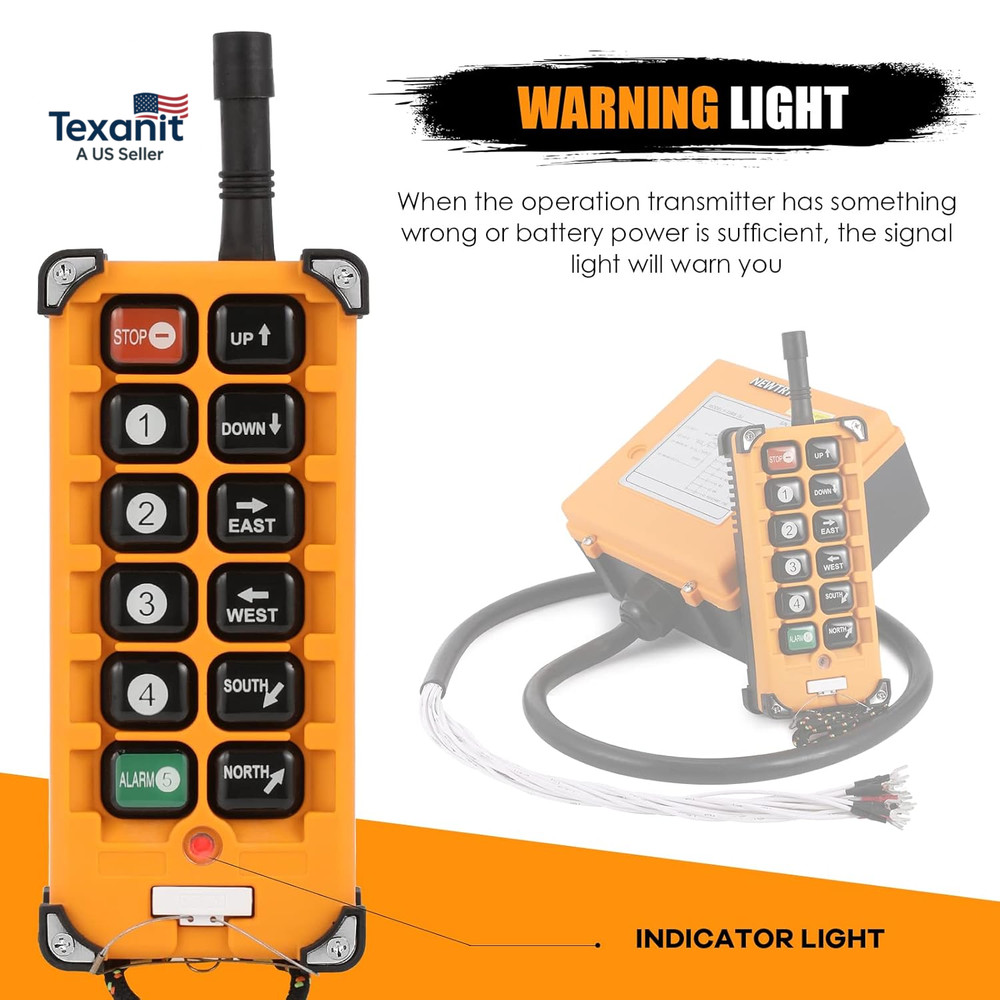 Wireless Crane Remote Control 12 Buttons 12V Industrial Channel Hoist Controller