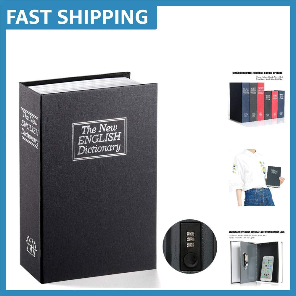 Durable Black Book Safe with Push Button Control – Ideal for Secure Storage