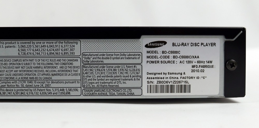 Samsung BD-C5500C Blu-ray Disc Player