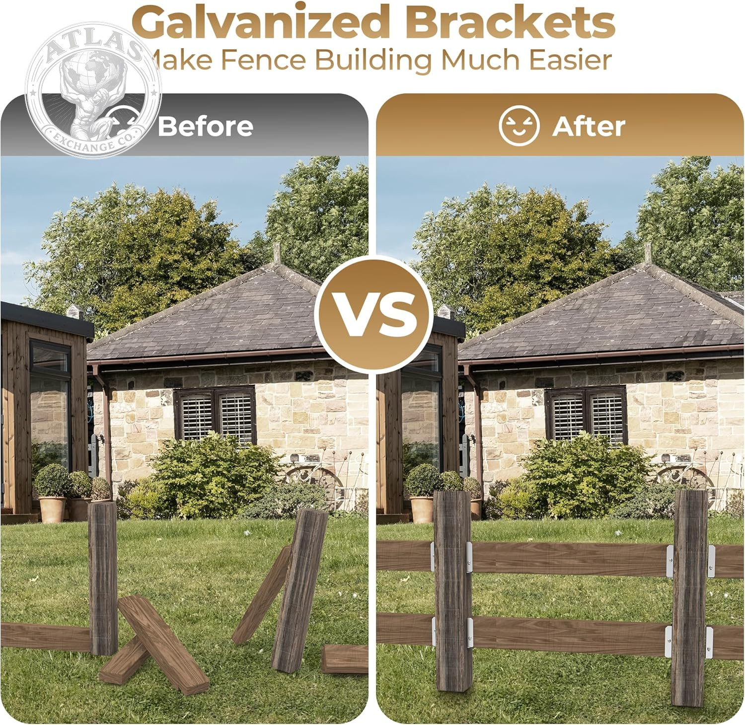 2X4 Fence Brackets for Wood,Fence Post Bracket,2X4 Brackets for Fence Rail,Deck