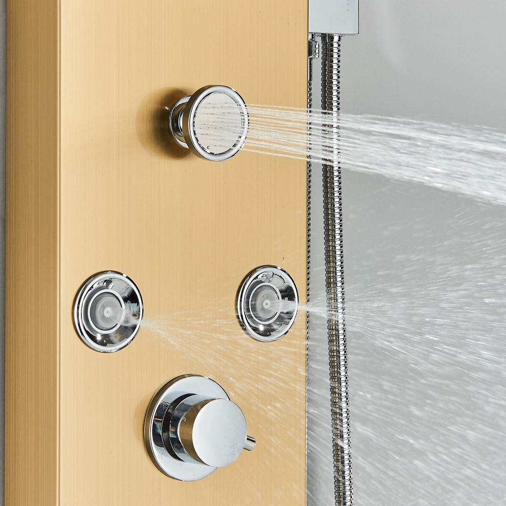 Shower Panel Tower System Shower Tower Set with LED Rainfall Head Massage Jets