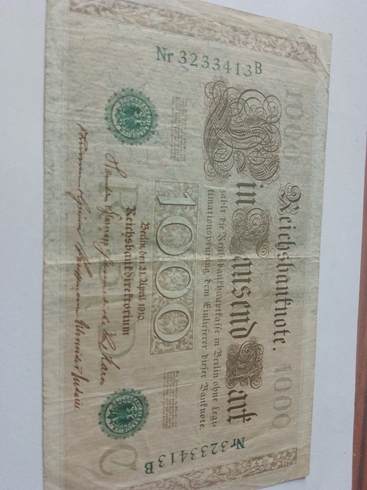 BANKNOTE 1000 Mark Green Marking