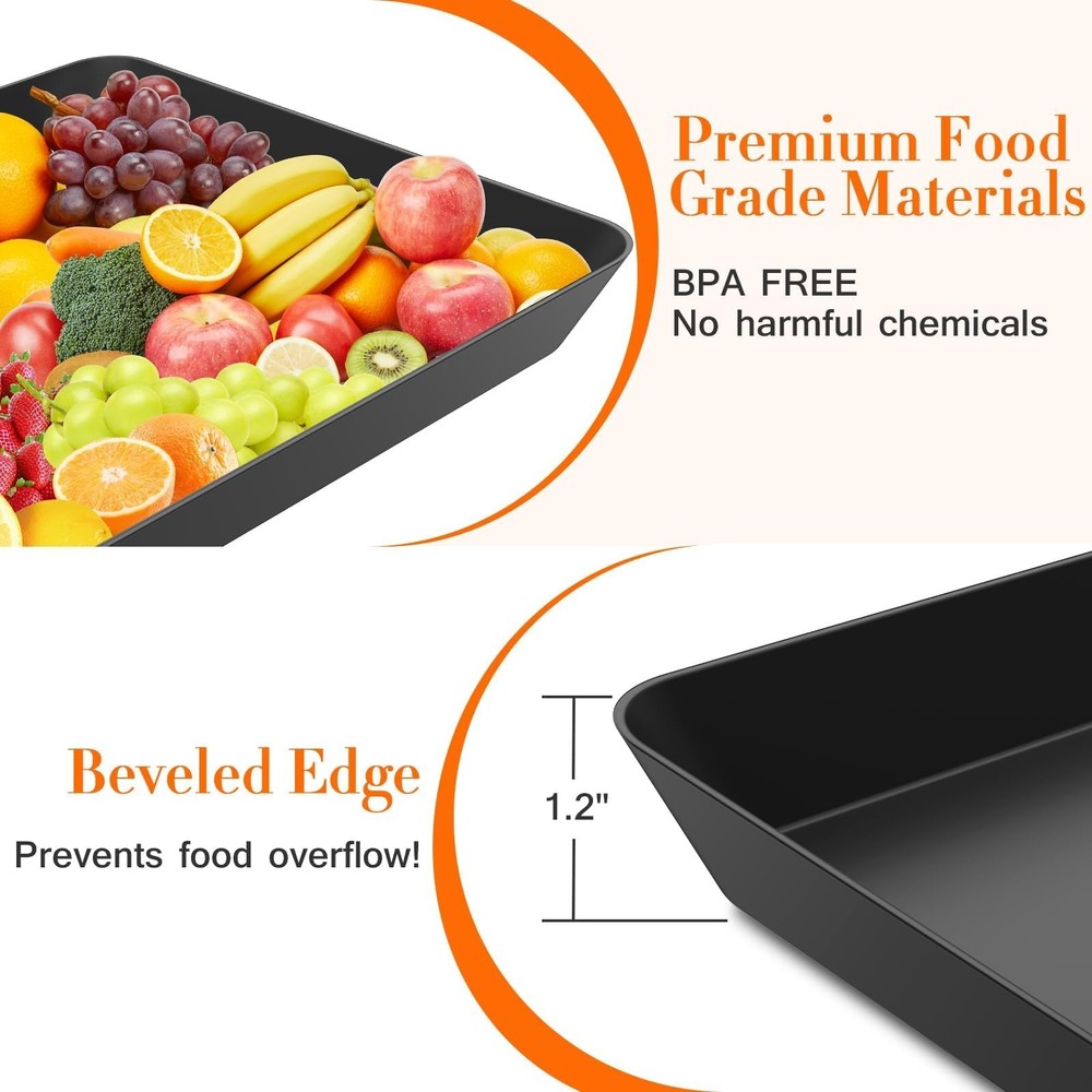 WOWBOX 10 pcs Serving Tray for Entertaining, Platters Black