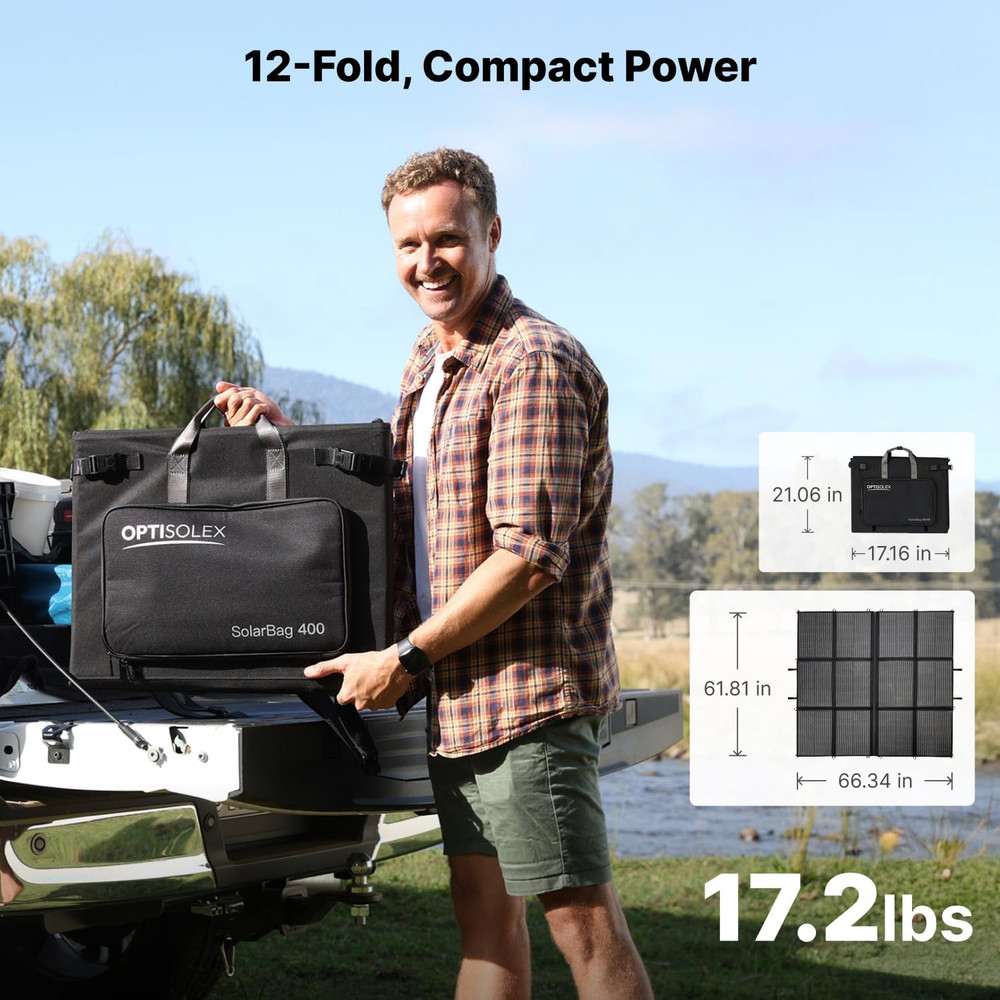440W Portable Solar Panel, 17.2Lbs Foldable Solarbag, Splits 2×220W Solar Blanke