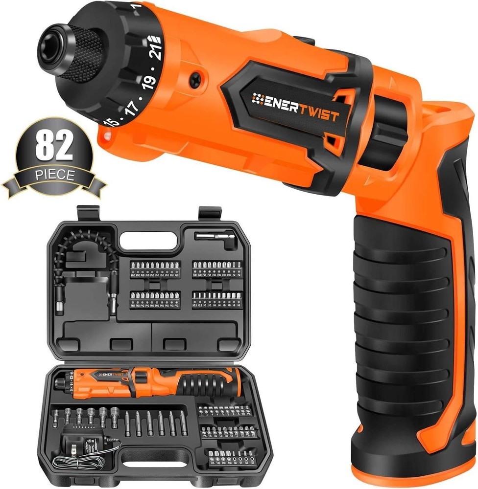 Lightweight 8V Cordless Screwdriver Set with LED Light & 82pcs Accessory Kit