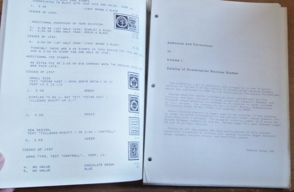 Scandinavian Revenue Stamps Vol. 1 1983 Paul Nelson Scan Philatelic Found.