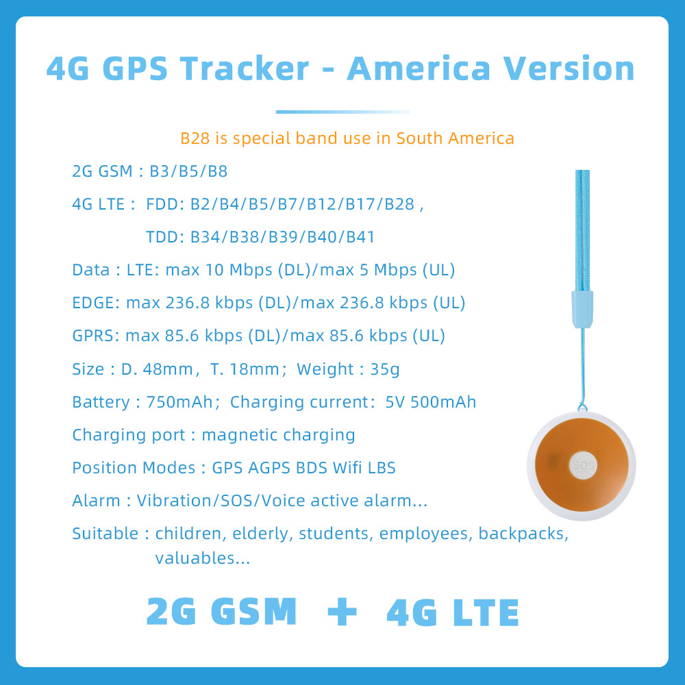 4G Mini GPS Tracker Real time Tracking Device SOS Location For Kids Elderly