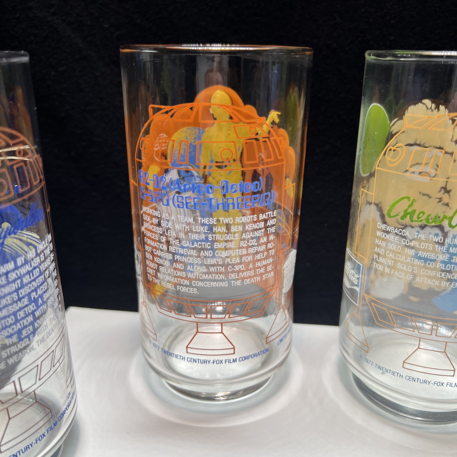 1977 Star Wars A New Hope Coca Cola Burger King Glasses Set of 4 - FREE SHIPPING