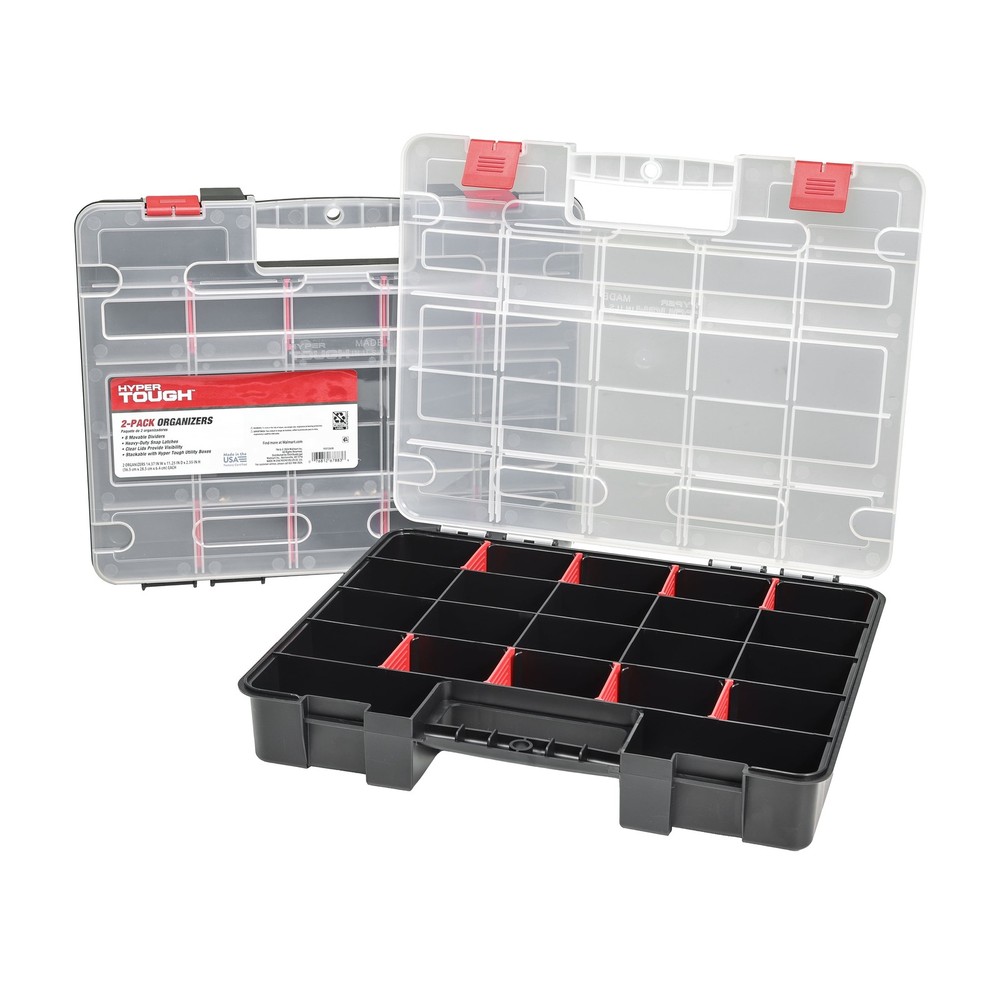 2-Pack Organizer, Stackable Plastic with 8 Movable Dividers, 93512638