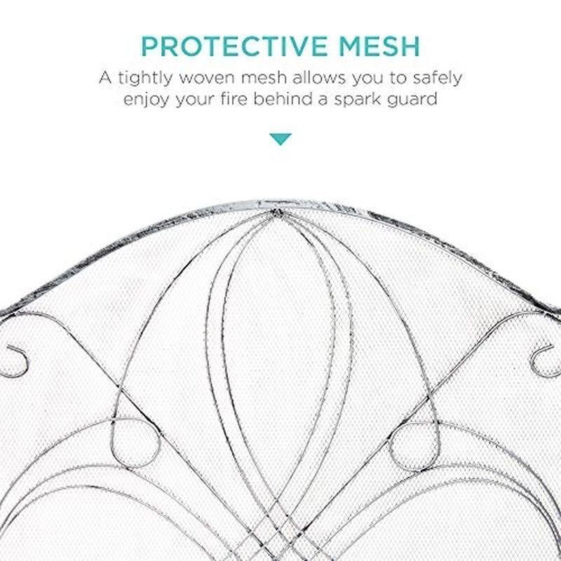 3-Panel Wrought Iron Fireplace Screen Spark Guard Folding Safety Protector New