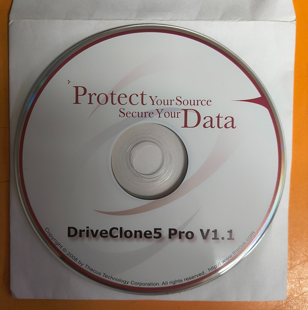 Thecus DriveClone 5 Pro V1.1 Install CD DVD - Includes Registration Key!