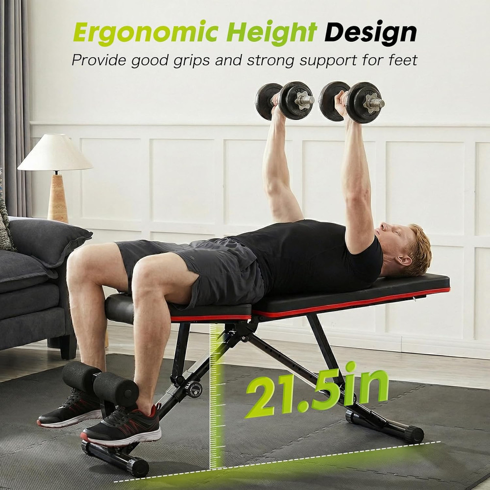Adjustable Weight Bench for Full Body Strength Training, Foldable Workout Bench
