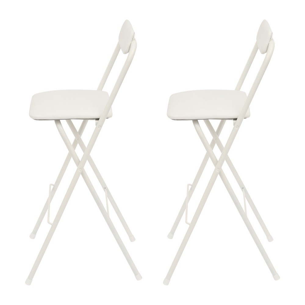 2PCS Foldable Chair Tall Folding Chair Portable 75cm Folding Stool w/ Backrest