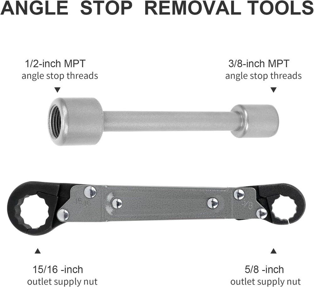 Plumbing Tools Angle Stop Removal Wrench Kit Removing Compression Ring Angle-On