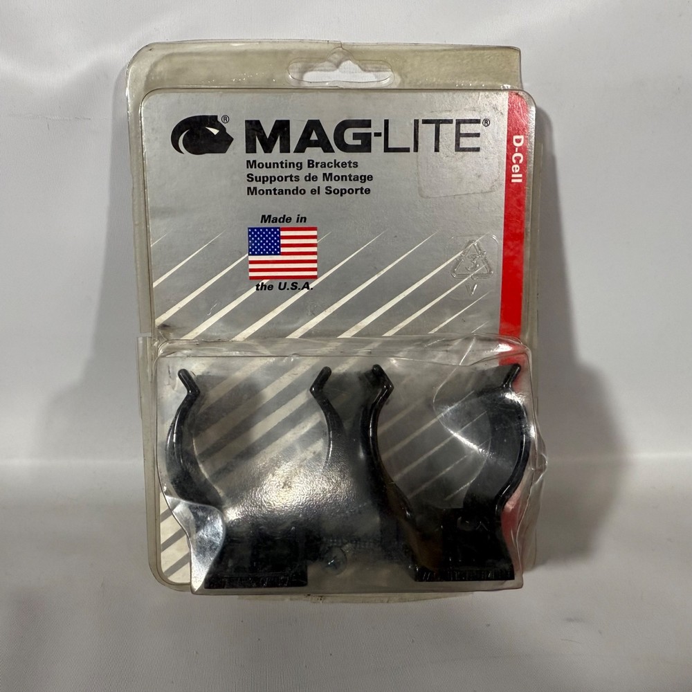 Vtg Maglite D Cell Flashlights Universal Mounting Brackets Clamp 2/Pack NOS