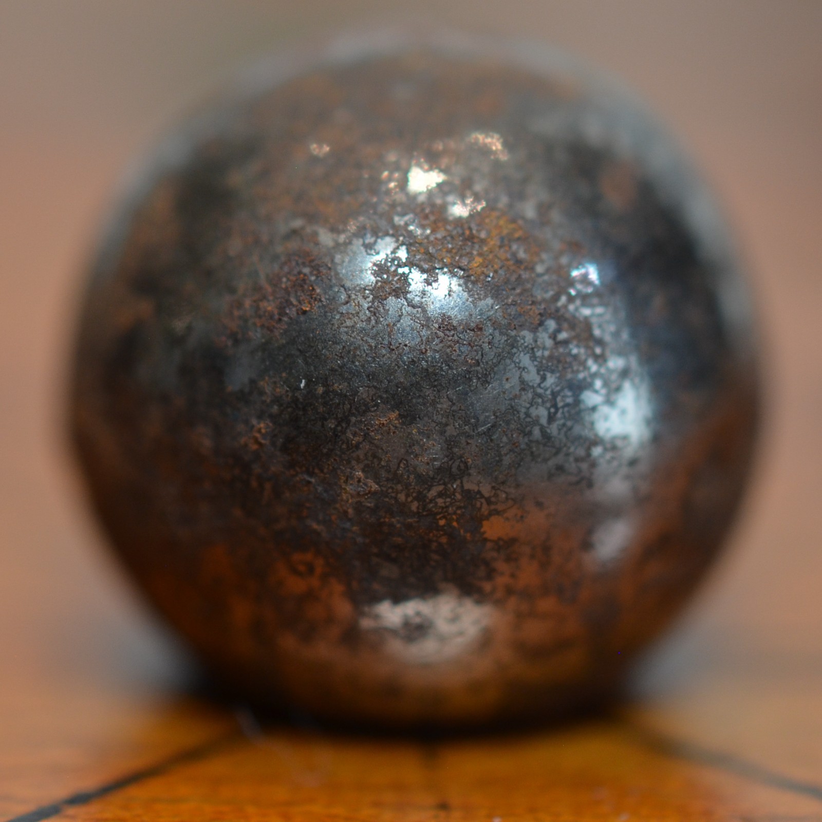 Handmade Hollow Steel or Steelie Marble, 0.65 in, Hard to Find Type, S1571