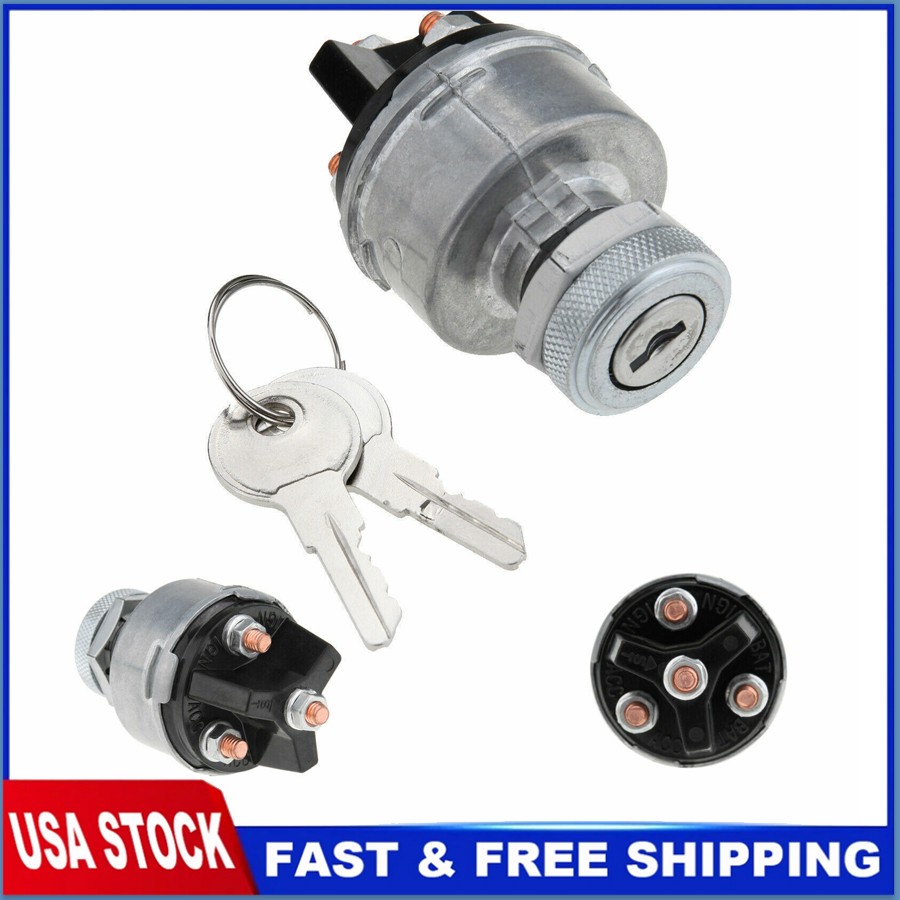 Universal Ignition Key Starter Switch With 2 Keys For Car Tractor Trailer US