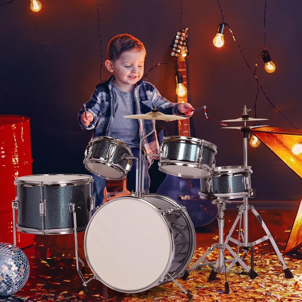 Child Drum Sets-5-Piece,14 inch Full Size with Adjustable Throne,Bench,Drumstick
